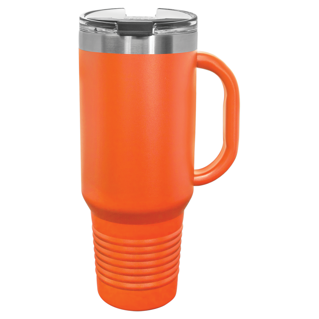 Polar Camel 40 oz. Orange Travel Mug with Handle, Straw Included