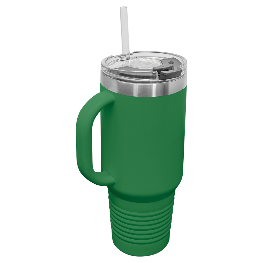 Polar Camel 40 oz. Green Travel Mug with Handle, Straw Included