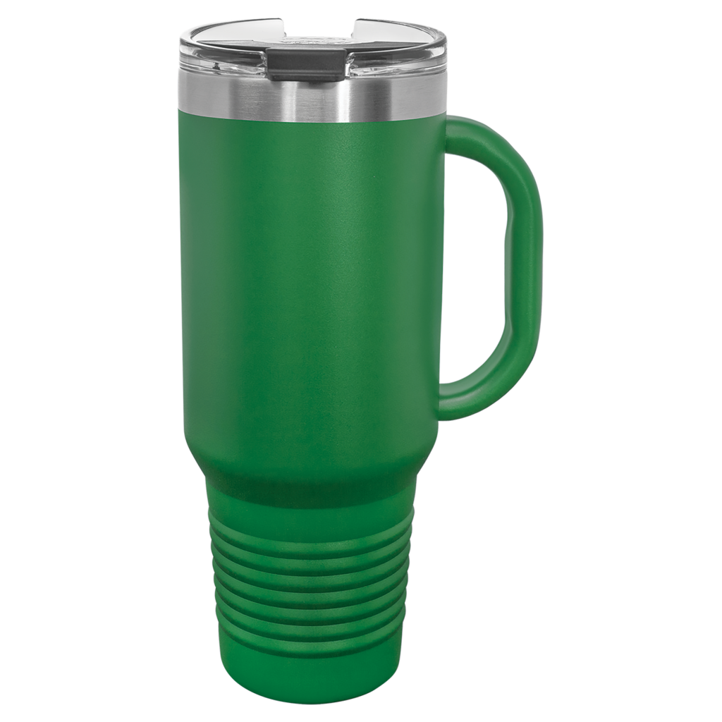 Polar Camel 40 oz. Green Travel Mug with Handle, Straw Included