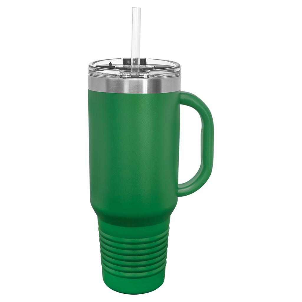 Polar Camel 40 oz. Green Travel Mug with Handle, Straw Included