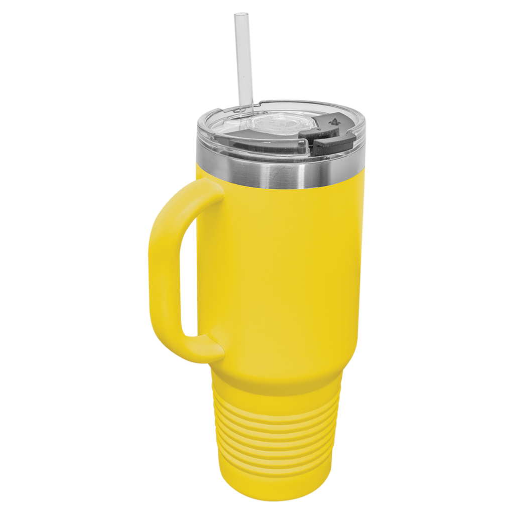 Polar Camel 40 oz. Yellow Travel Mug with Handle, Straw Included
