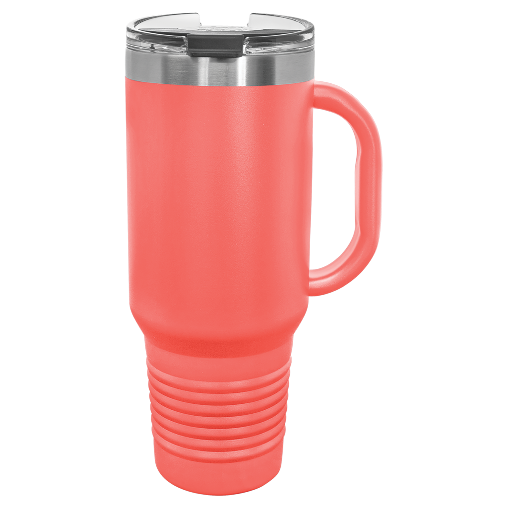 Polar Camel 40 oz. Coral Travel Mug with Handle, Straw Included