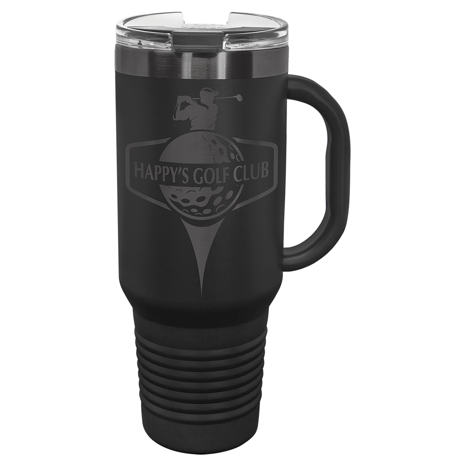 Polar Camel 40 oz. Black/Ghost Black ION-Plated Travel Mug with Handle, Straw Included