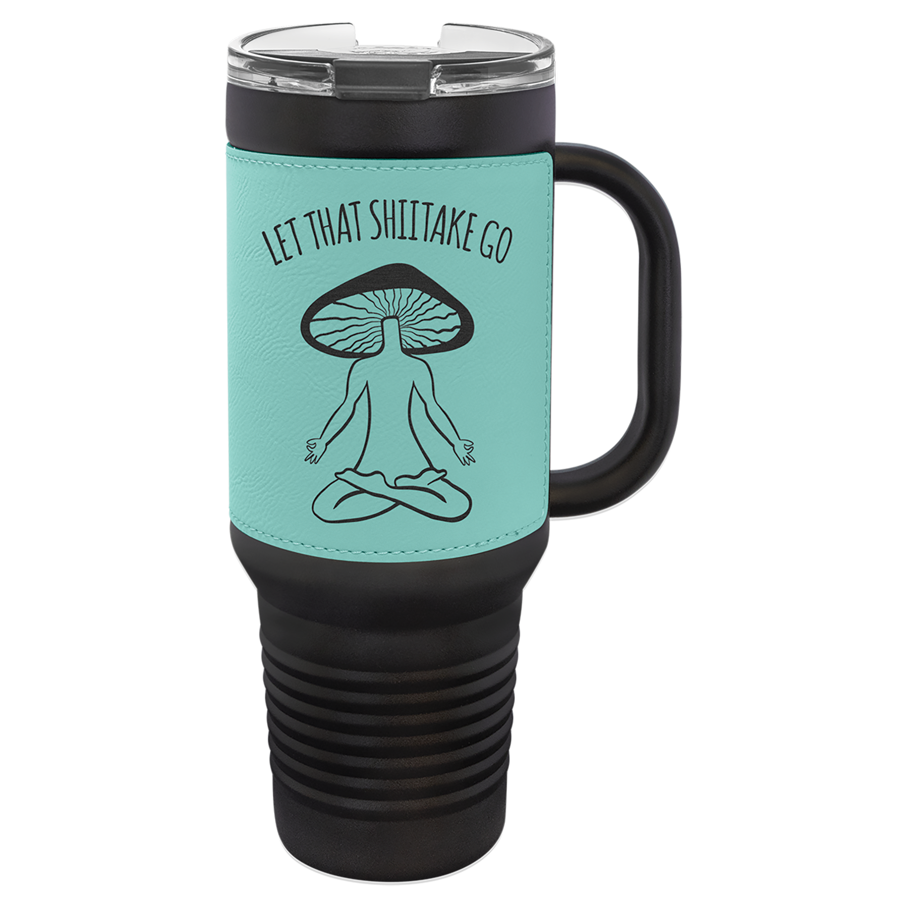 Polar Camel 40 oz. Laserable Leatherette Travel Mug with a Handle, Straw Included