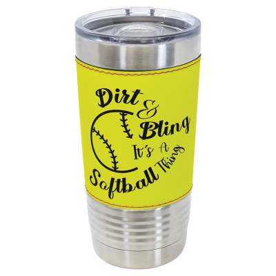 Polar Camel 20 oz. Softball Leather Tumbler with Slider Lid