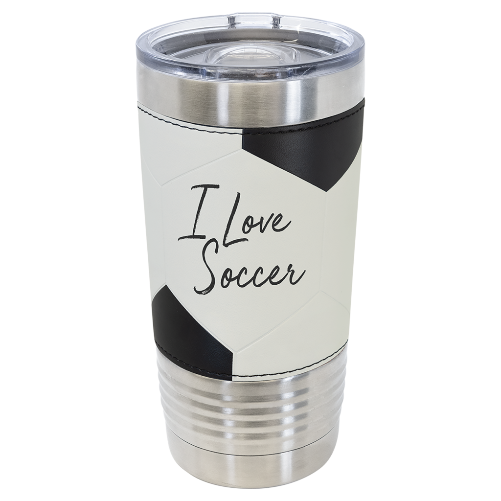 Polar Camel 20 oz. Soccer Leather Tumbler with Slider Lid