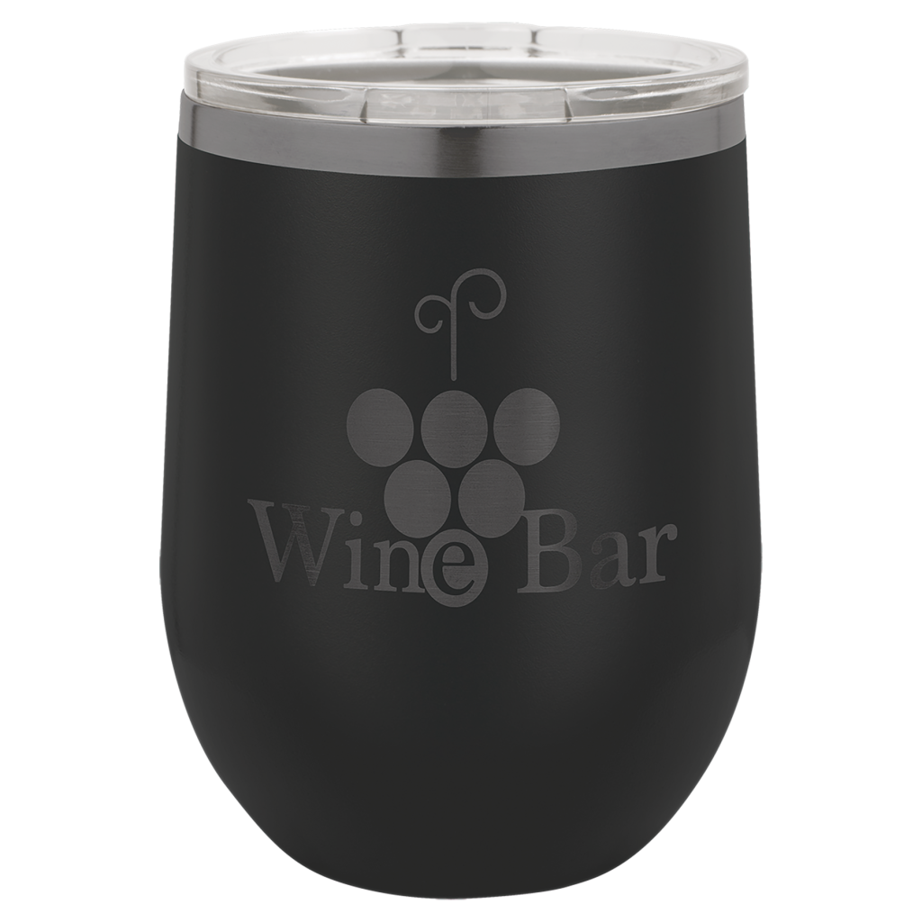 Polar Camel 12 oz. Black/Ghost Black ION-Plated Stemless Wine Tumbler with Lid