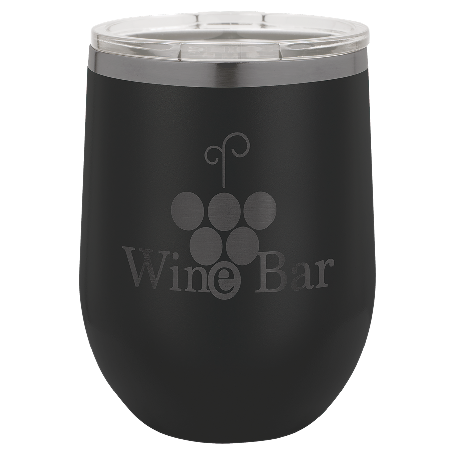 Polar Camel 12 oz. Black/Ghost Black ION-Plated Stemless Wine Tumbler with Lid