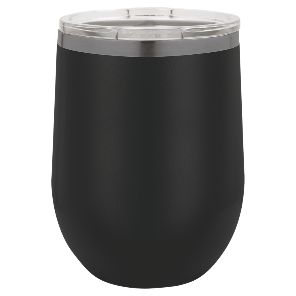 Polar Camel 12 oz. Black/Ghost Black ION-Plated Stemless Wine Tumbler with Lid