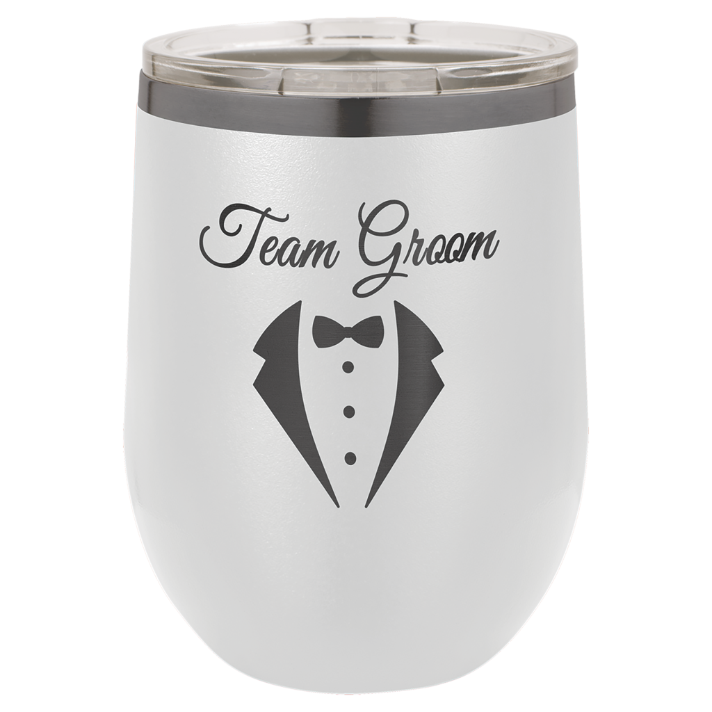 Polar Camel 12 oz. White/Ghost Black ION-Plated Stemless Wine Tumbler withLid