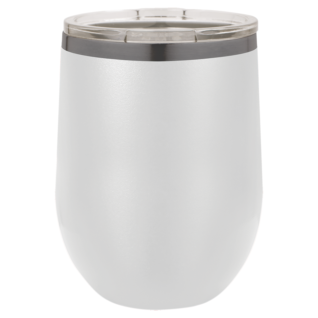 Polar Camel 12 oz. White/Ghost Black ION-Plated Stemless Wine Tumbler withLid