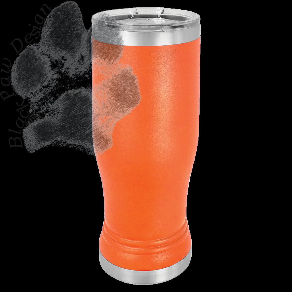 Orange 14 oz. Polar Camel Pilsner with Clear Lid