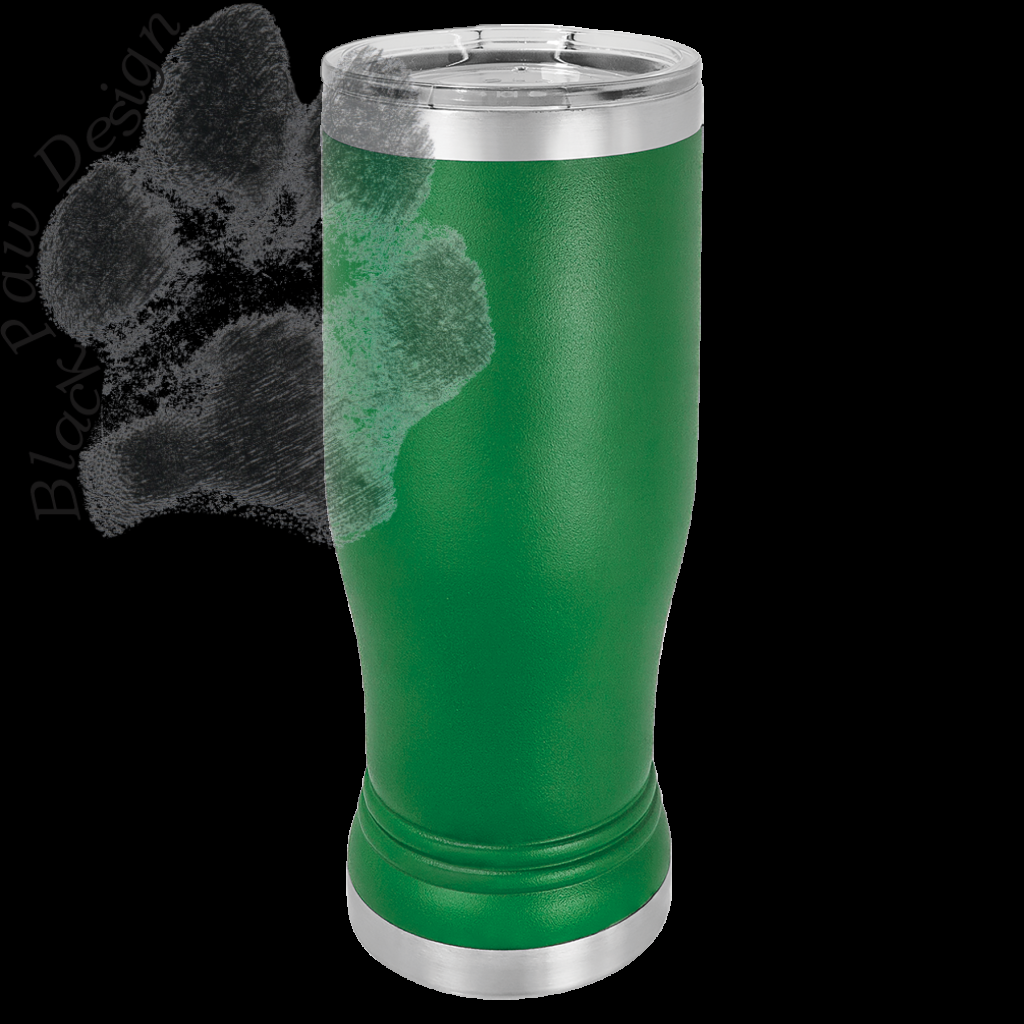 Green 14 oz. Polar Camel Pilsner with Clear Lid